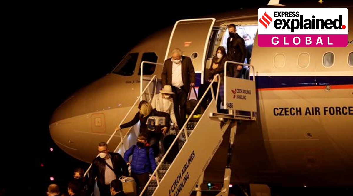 Czech diplomats expelled from Russia arrive at Vaclav Havel Airport in Prague, Czech Republic April 19, 2021. (Reuters Photo: David W Cerny)