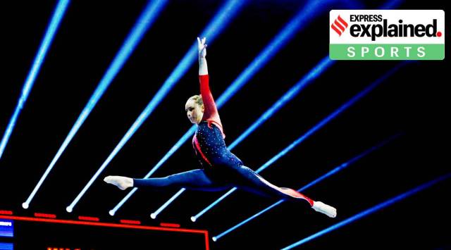 Germany's Sarah Voss in action during the Women's Beam. Reuters Photo
