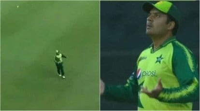 Watch: Sharjeel Khan makes a mess of a regulation catch in SA vs PAK T20I |  Sports News,The Indian Express