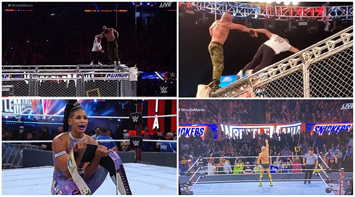 Wwe Wrestlemania 37 21 Day 1 Results Rain Delay Mcmahon Thrown Off Steel Cage Bianca Belair Wins Sports News The Indian Express
