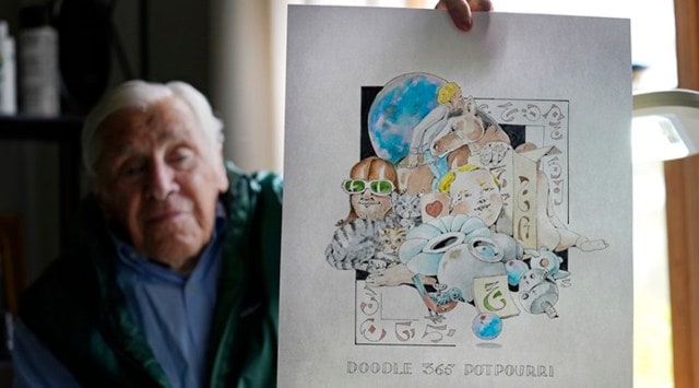 Coronavirus, US, Covid-19 pandemic, Pandemic daily doodles, 88-year-old pandemic doodles, good news, Trending news, Indian Express news