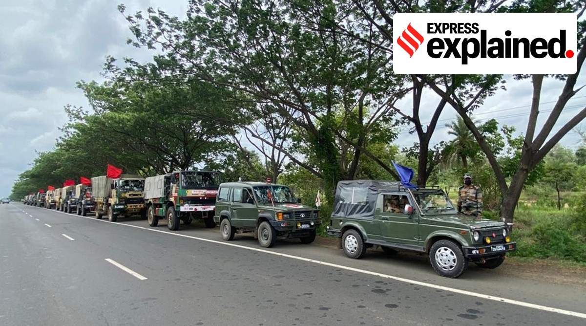 Army column on standby in West Bengal for Cyclone Yaas relief efforts. (Express Photo) 