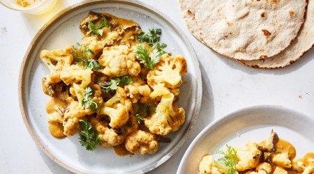 Cauliflower and banana peel curry