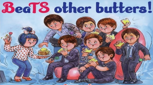 Amul's latest topical features the K-Pop boy band BTS. 