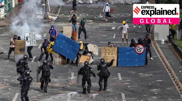 President Ivan Duque, amid accusations of police brutality in the ongoing anti-government protests, would ask the Congress to approve better human rights training for police. (AP)