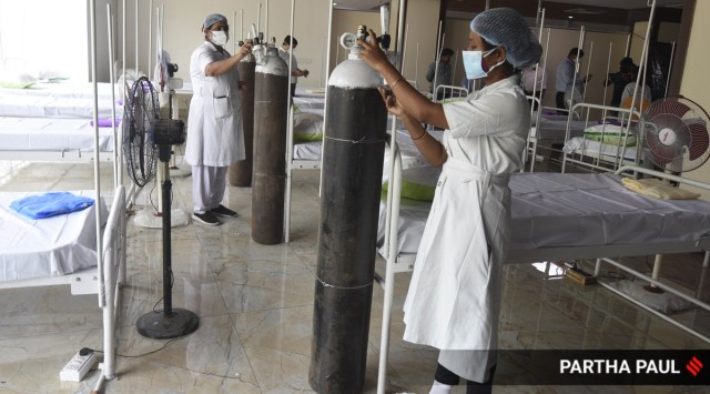 A oxygen parlour facility at Uttirna amphitheatre in Kolkata