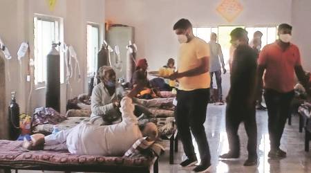 Inside the DCHC set up by Patidar community in Halvad. (Express photo)