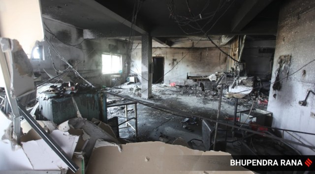 The remains after the fire at The Welfare Hospital in Bharuch. (Express File Photo)
