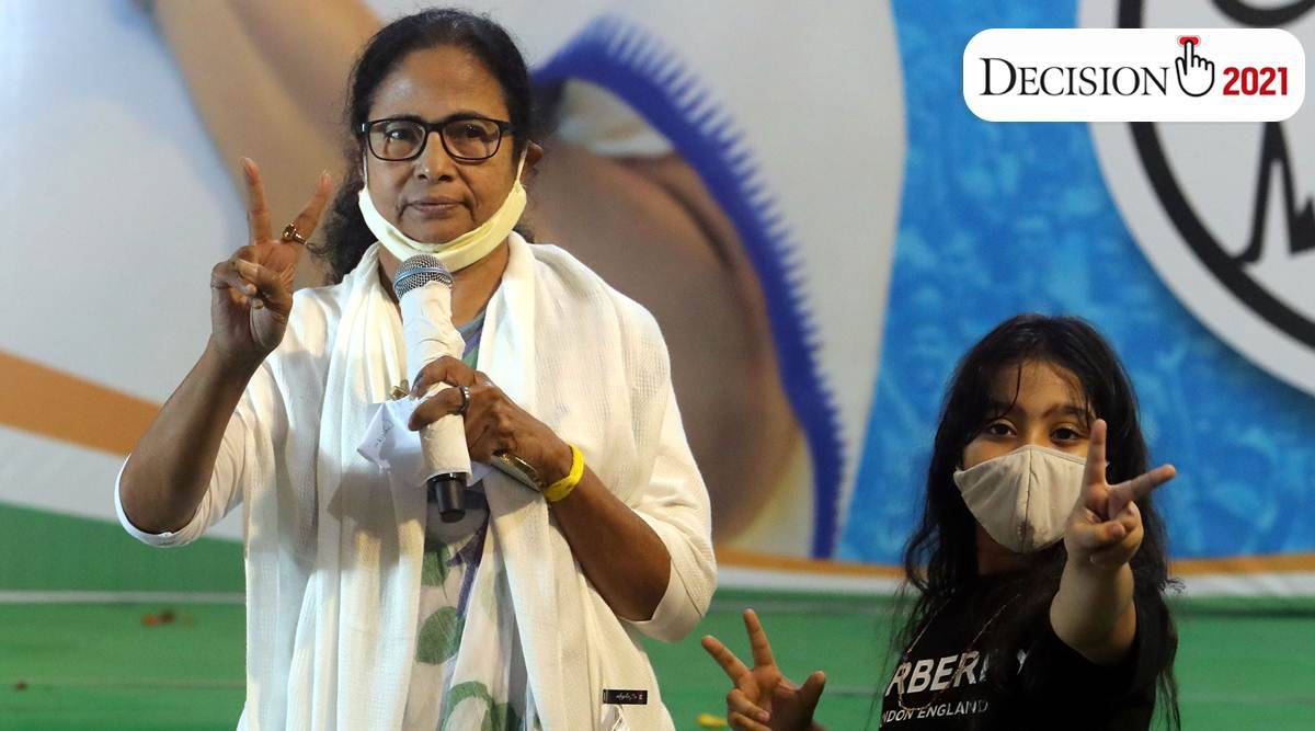 Mamata Banerjee fought anti-incumbency, a wave of desertions from her party, and a giant BJP election machinery to win a third term. (Express Photo: Partha Paul)