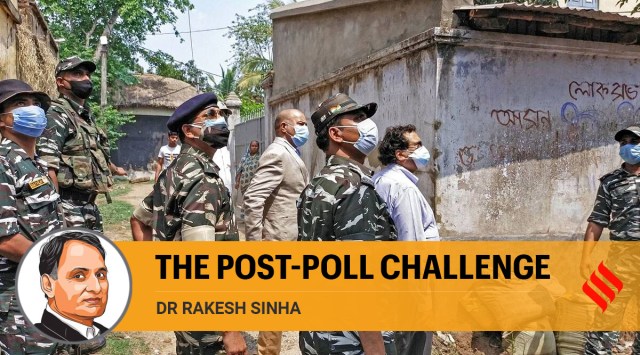 MHA team along  with police personnel conduct investigation on post-poll violence in West Bengal, in Birbhum (PTI)