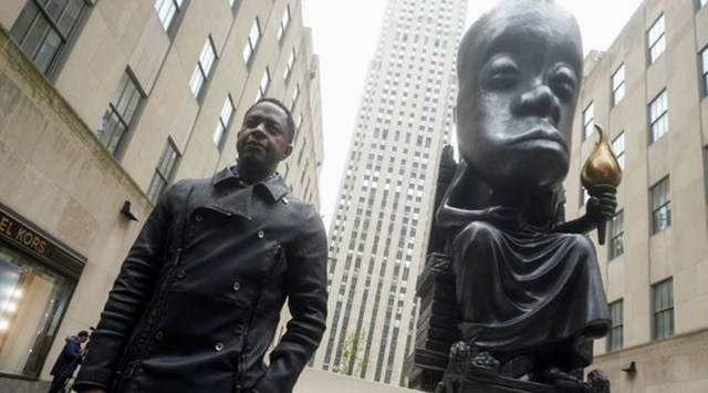 Sanford Biggers, Sanford Biggers Oracle statue, Sanford Biggers Rockefeller Center, Rockefeller Center Oracle statue