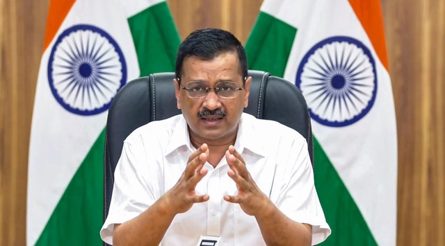 Delhi CM Arvind Kejriwal addresses the media virtually, in New Delhi. (PTI Photo)