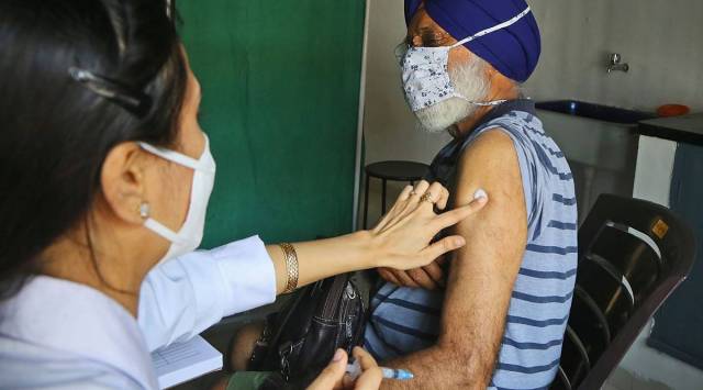 While Punjab has cited a “technical issue” for not using PM’s picture on the vaccination certificate, other states have stated that since the inititiative of vaccinating this category was taken by the state governments. (Express photo by Jasbir Malhi)
