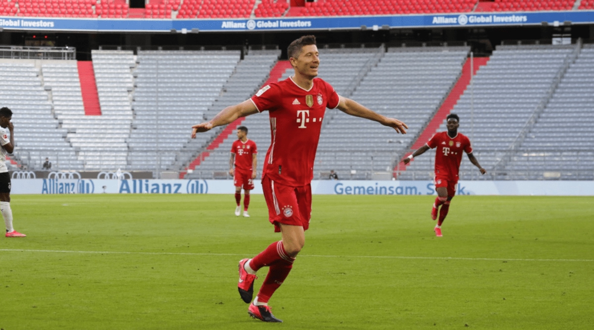 Robert Lewandowski in action for Bayern Munich 