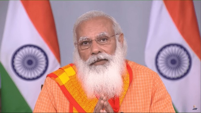 PM Modi virtually interacts with healthcare workers and doctors of Varanasi.