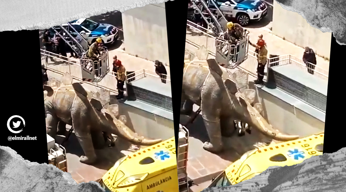 Spain, dead body inside dinosaur statue, Deadman inside dinosaur statue, Missing man found dead inside dinosaur statue, Missing man inside dinosaur statue, Bizarre news, Indian Express news