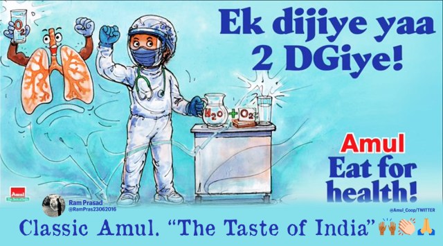 Amul topical, 2-DG drug, Covid-19, Amul latest topical, Amul topical cartoon on 2-DG drug, DRDO 2-DG drug for covid-19 patients, Trending news, Indian Express news.