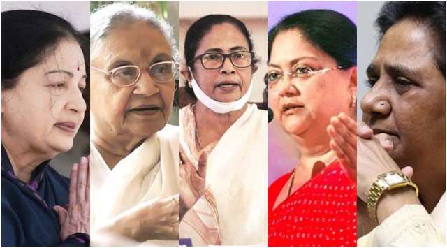 From left to right: Jayalalithaa, Sheila Dixit, Mamata Banerjee, Vasundhara Raje, and Mayawati. (File Photo)