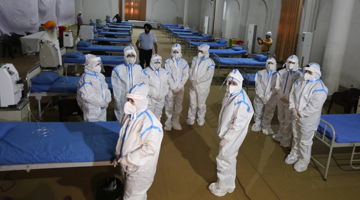 New COVID ward with Oxygen Concentrator started by SGPC at Gurudwara Manji Sahib at Alamgir in Ludhiana. (Express Photo by Gurmeet Singh)