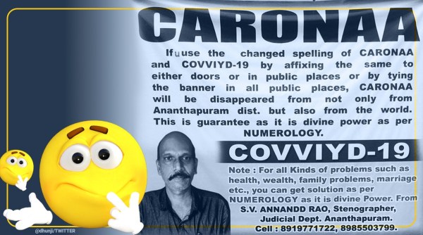 coronavirus, coronavirus, covid-19, covid-19 cures, numerologist predicts coroana, COVID-19, Caronaa, Covviyd-19, twitter bizarre news, twitter reactions, indian express, indian express news