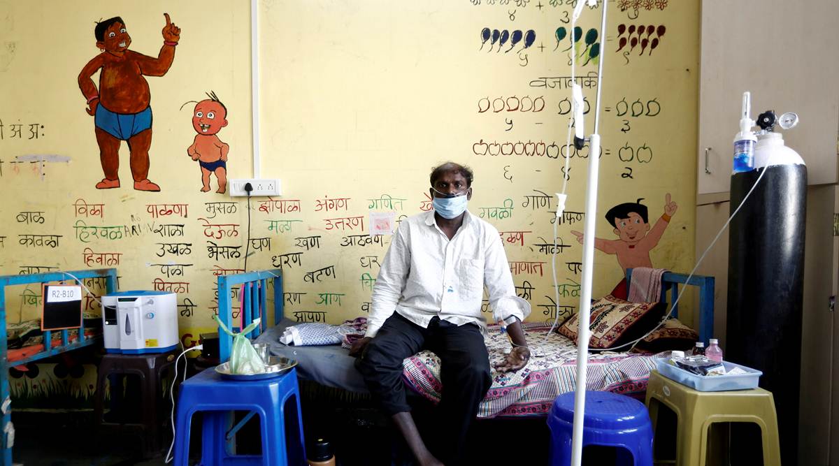 Inside the classroom of a school turned into a Covid care centre in Mumbai. (Reuters)