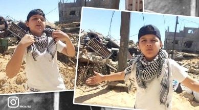 Gaza, Gaza strip, Gaza Palestine, Israel-Palestine conflict, Israel Palestine news, AlAqsa mosque attack, 12 year old raps, gaza rapper, boy raps Palestine, indian express news