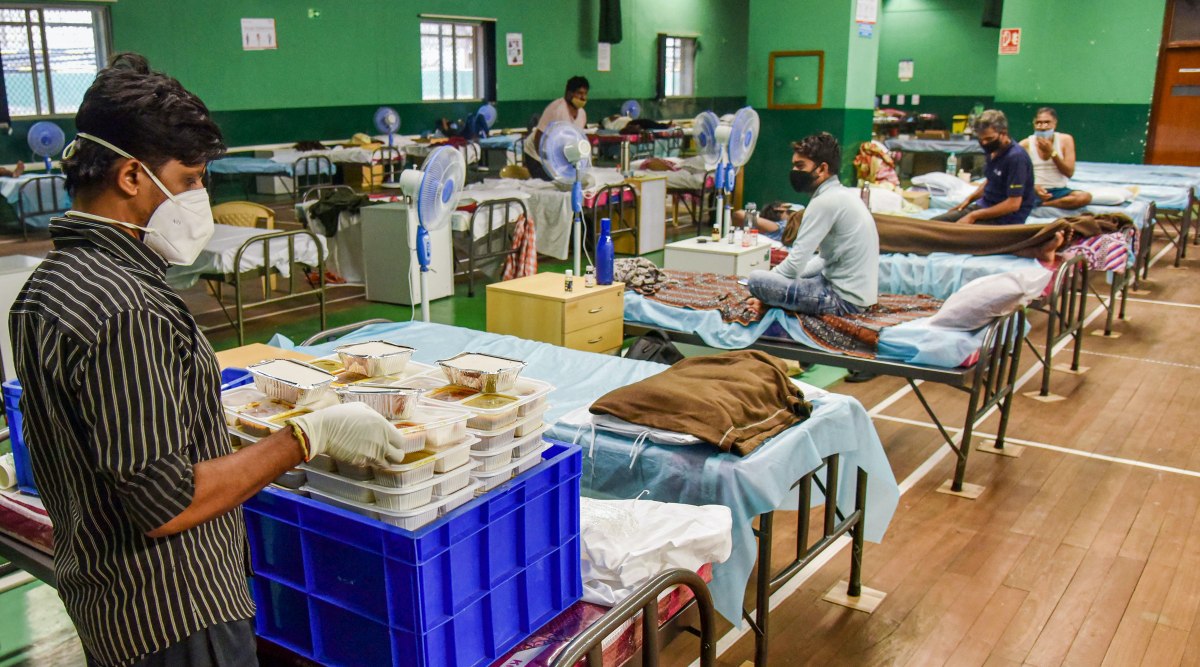 COVID-19 patients undergo treatment at a Covid Care Centre, as coronavirus cases surge in Bengaluru, Thursday, May 6, 2021. (PTI Photo)