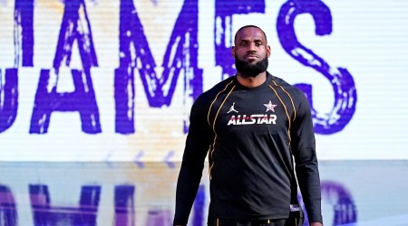 LeBron James of the Los Angeles Lakers is introduced before the 2021 NBA All-Star Game. (Reuters Photo)