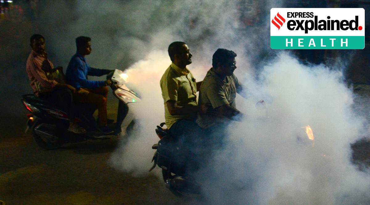 Fogging in Ahmedabad as a measure against mosquito-borne diseases. (Express Archive)