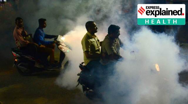 Fogging in Ahmedabad as a measure against mosquito-borne diseases. (Express Archive)