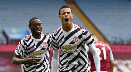 Manchester United's Mason Greenwood celebrates scoring their second goal (Source: Reuters)
