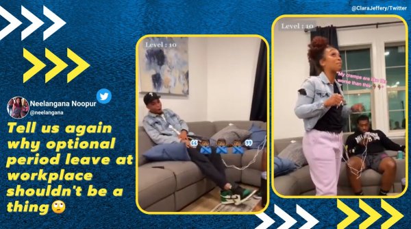 men try period simulator, men experience period pain, period pain cramps, how men react to period cramps, men experience period cramps, viral videos, indian express