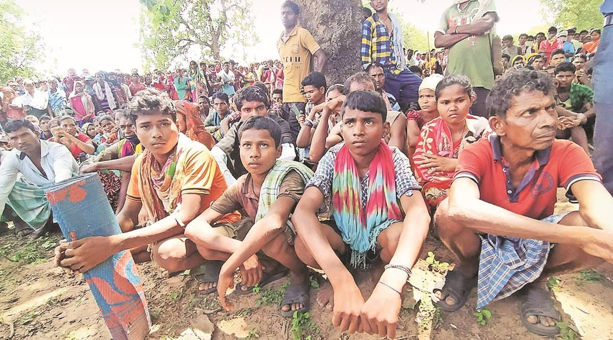 The three children (from left) of one of those killed. (Express Archive)