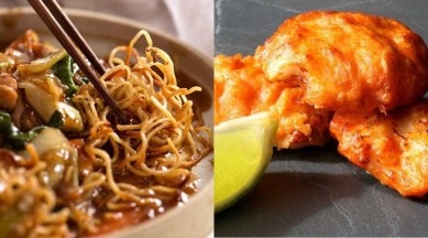 easy starter recipes, pan fried noodles at home, amritsari fish recipe at home, easy restaurant style starter recipe