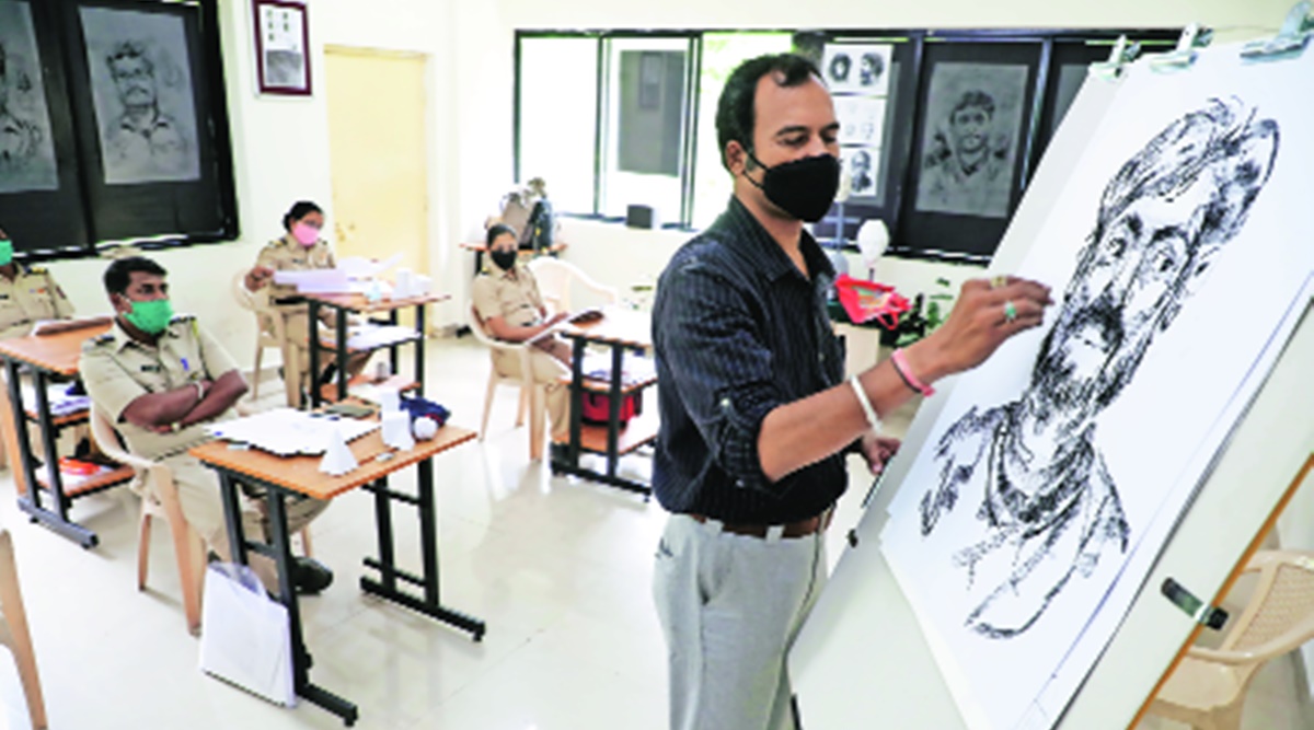At the CID's ‘portrait building section’, police personnel attend a training session, where they learn how to sketch suspects, use technical tools for making such sketches, understand techniques of interaction with eye witnesses. (Arul Horizon)