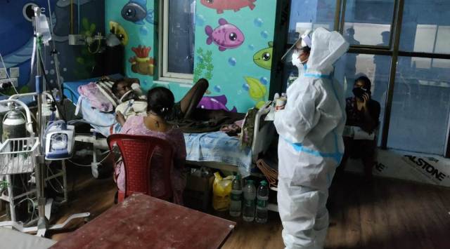 The ICU at the third floor of Ranchi’s Sadar Hospital. (Express Photo)