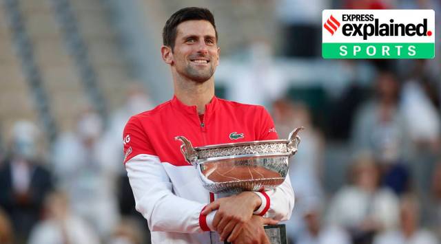 Serbia's Novak Djokovic celebrates with the trophy after winning the French Open against Greece's Stefanos Tsitsipas. (Reuters Photo)