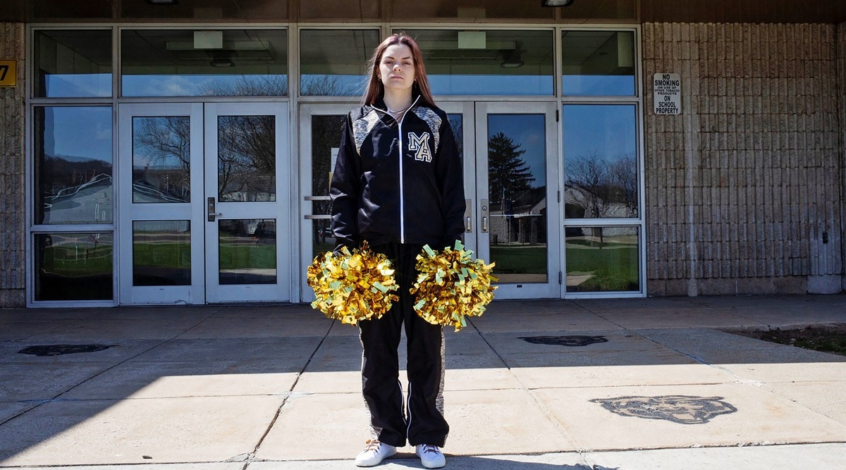 A photo provided by Danna Singer and the American Civil Liberties Union, shows Brandi Levy, at Mahanoy Area High School in Mahanoy City, Pa., who had expressed her dismay on Snapchat over not making the varsity cheerleading squad. (Danna Singer/ACLU via The New York Times)