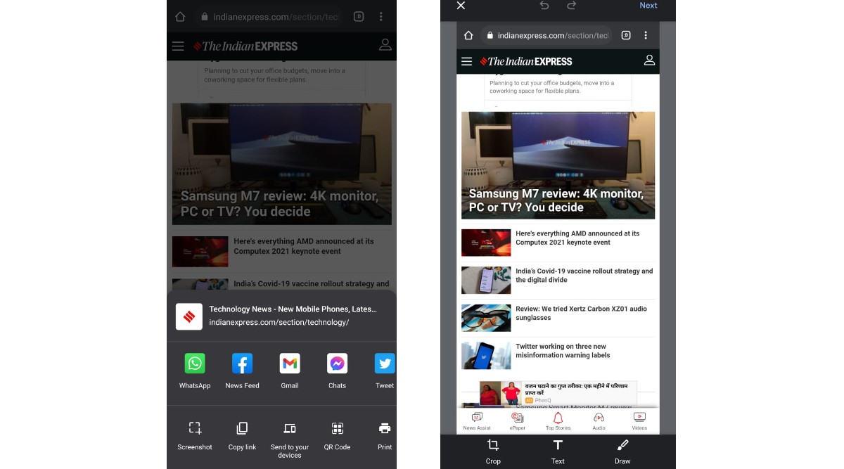 how to screenshot google chrome android