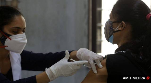 On Thursday, a total of 18,286 people were vaccinated in Gurgaon, of whom 14,714 were administered the first dose and 3,572 received their second dose (Express Photo by Amit Mehra/File)