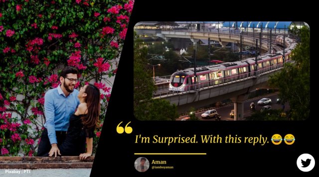 delhi metro, delhi unlock, DDLJ, DMRC, delhi metro funny reply, man wants to meet gf delhi metro reply, viral news, funny news, indian express