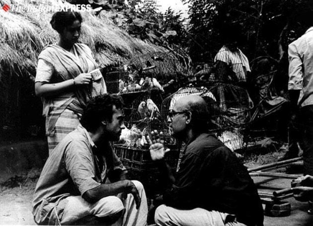 Director Buddhadeb Dasgupta explaining a sequence to Rajit Kapoor and Laboni Sarkar