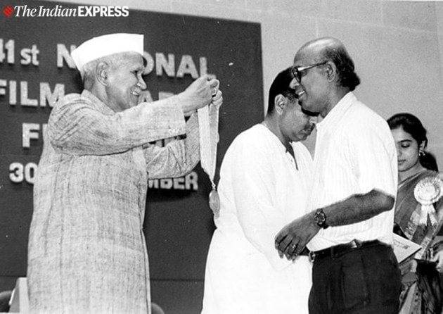 Director Buddhadeb Dasgupta receiving award from President SD Sharma. Express archive photo by RK Sharma