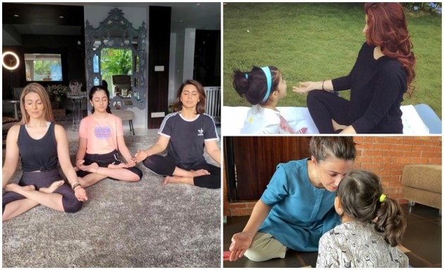 International Yoga Day Neetu Kapoor, Twinkle Khanna, Soha Ali Khan gets Yoga partners in their kids