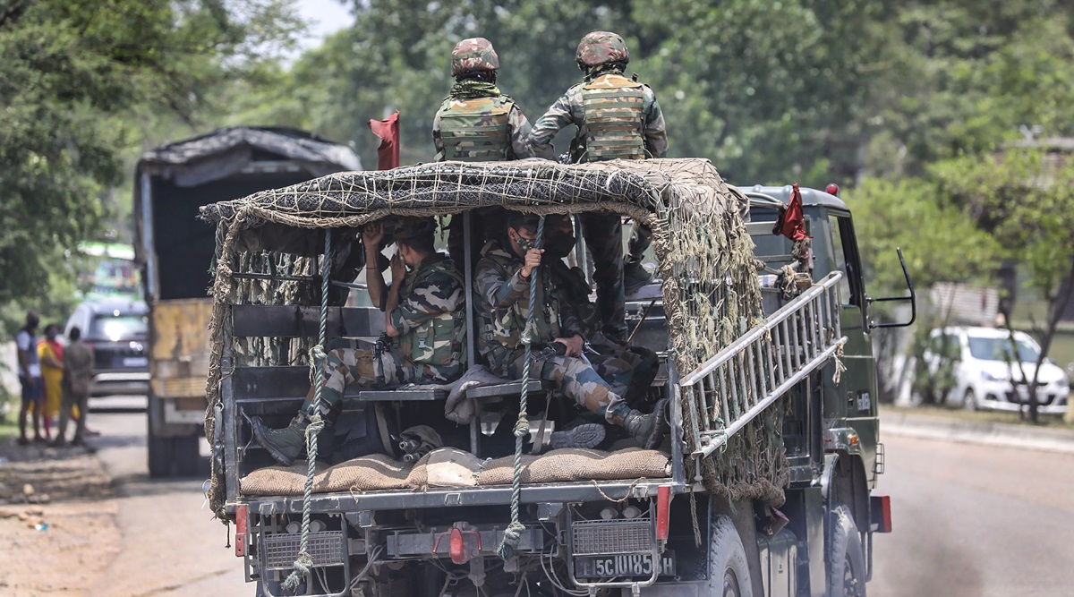 Army personnel on high alert after drones were spotted in Jammu. (PTI Photo/File)