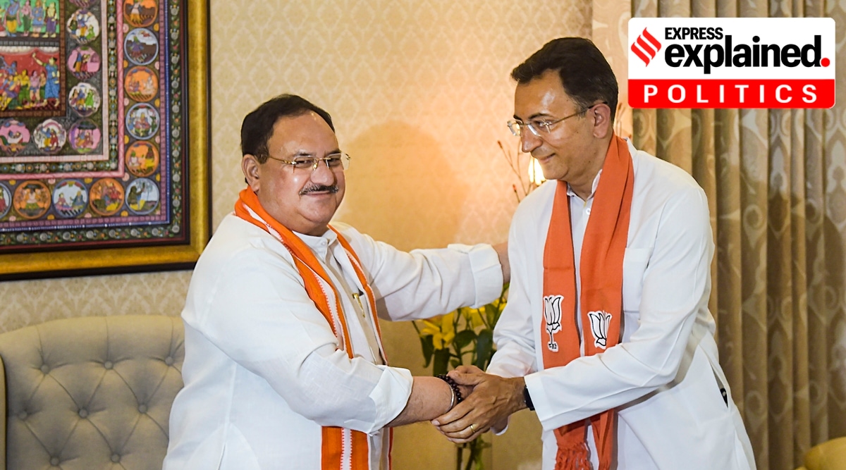 BJP National President JP Nadda greets Jitin Prasada after he joined BJP, at his residence in New Delhi, Wednesday, June 9, 2021. (PTI)