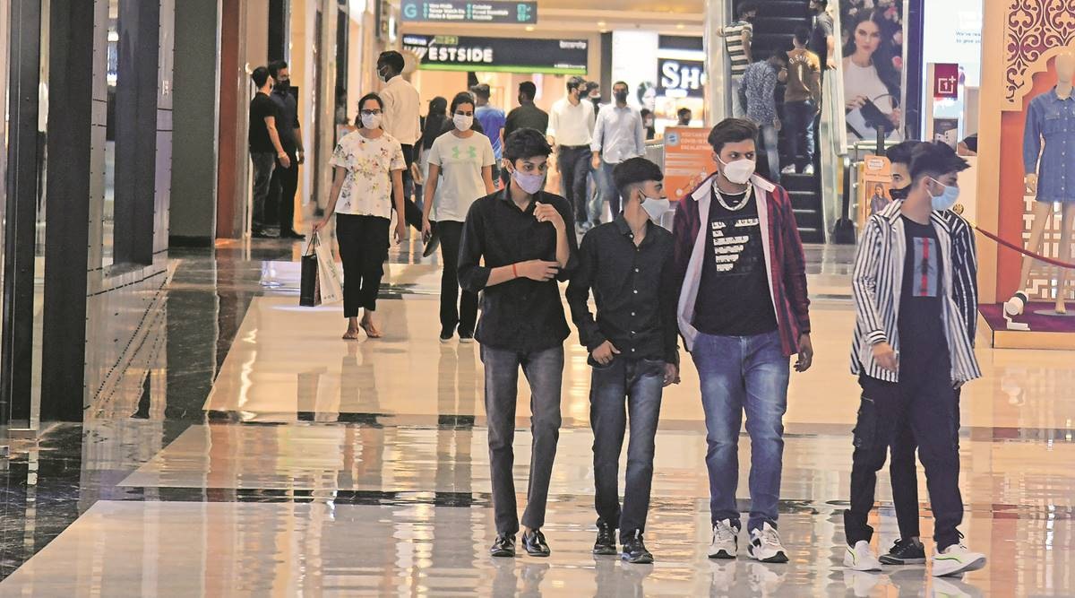 Over 90 per cent of the stores at Elante mall were open on Day 1.  (Express Photo by Jasbir Malhi)