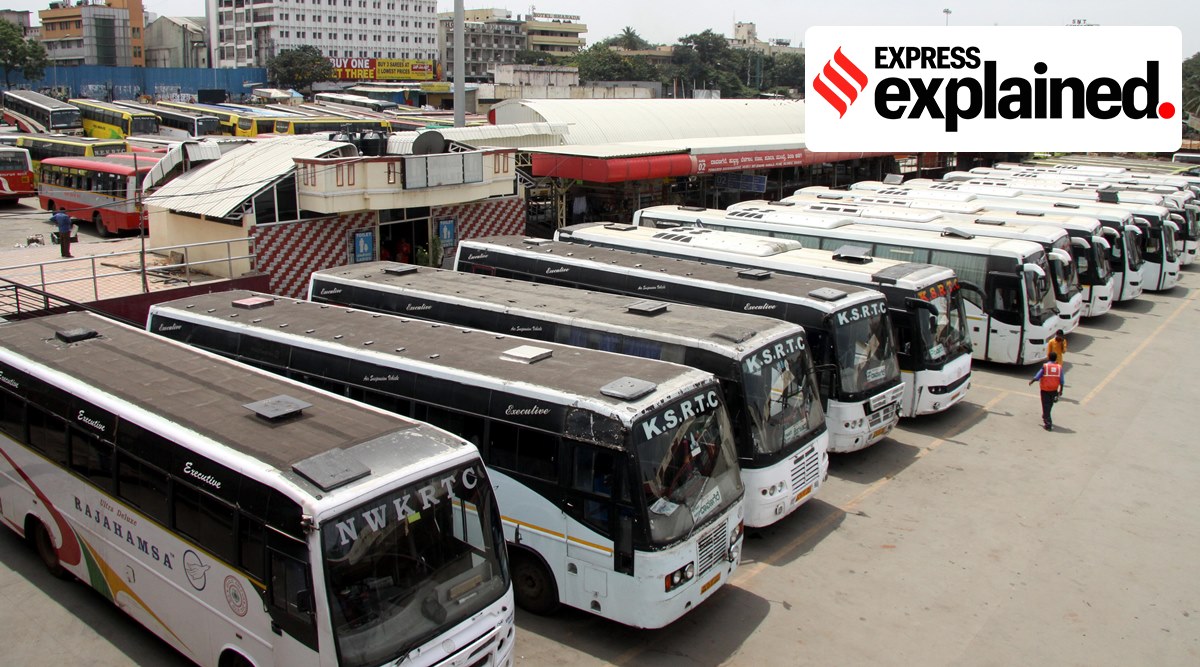 KSRTC buses parked at Majestic bus stand in Bengaluru (Express Photo/File) 