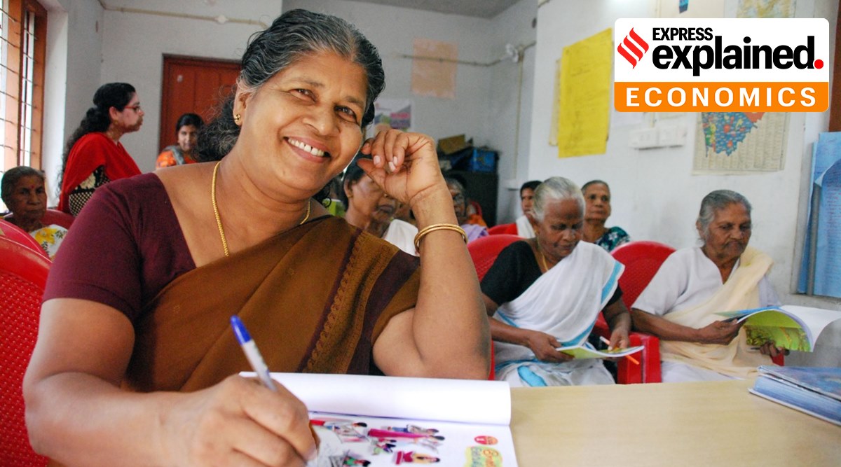 Adults during a literacy programme in Kerala. (Express Photo/File)