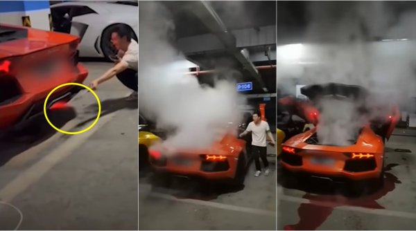 lamborghini barbecue, man use lambhorghini cook kebab, chinese man cook meat car exhaust, barbecue fails, viral videos, indian express